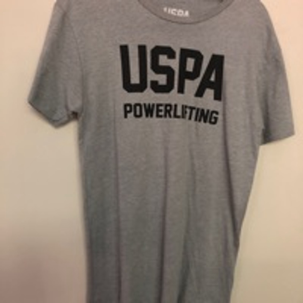 Unisex USPA Powerlifting T-Shirt Size S Gray